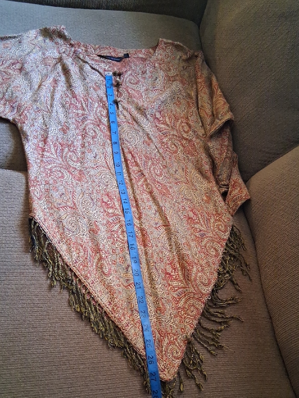 Karma Highway Paisley Fringe Tunic Top - Rust and Cream - Picture 7 of 8
